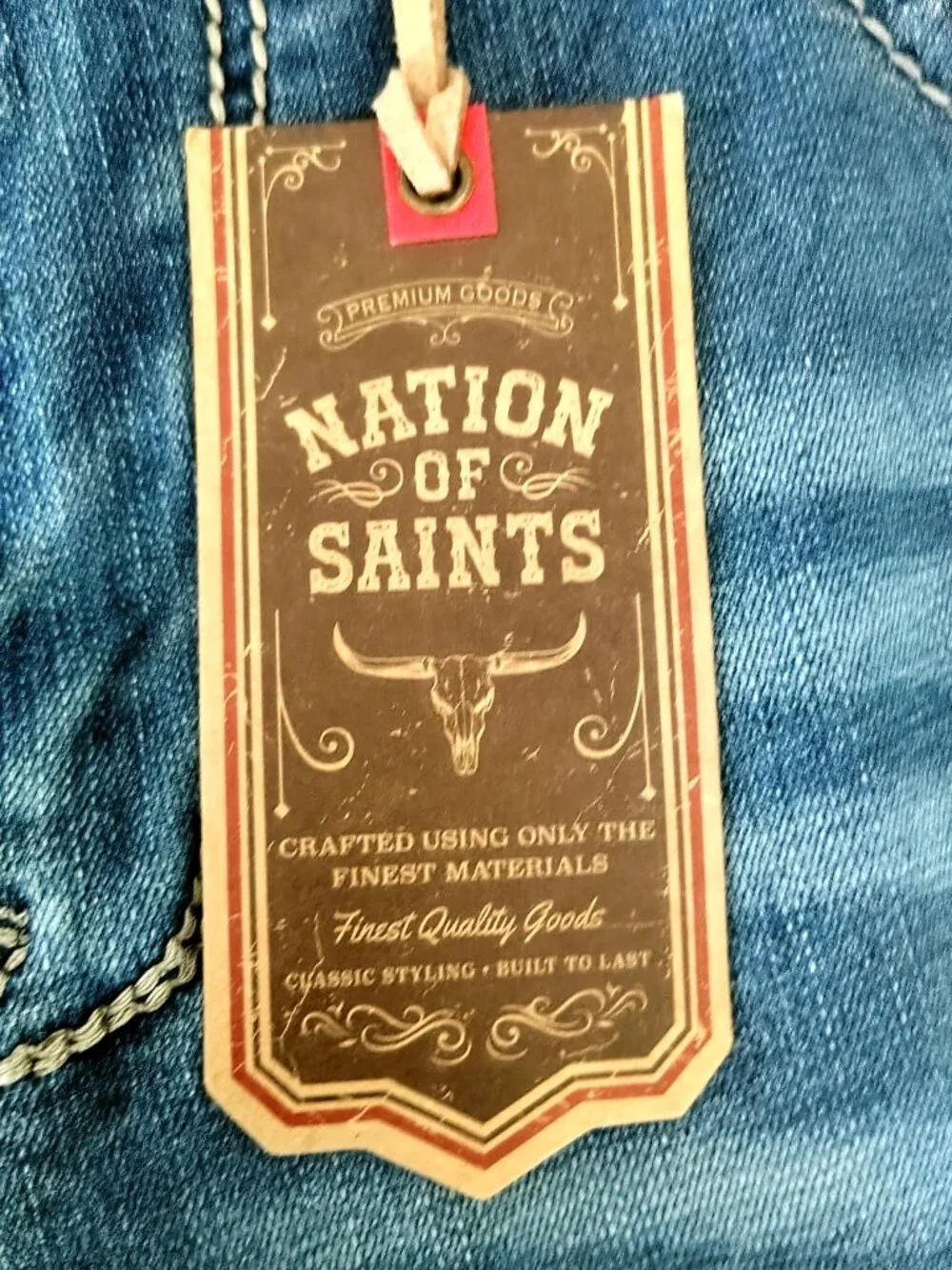 NWT Mens Nation of Saints Color Blue Size 34x32 Original Boot Cut Distressed Jea